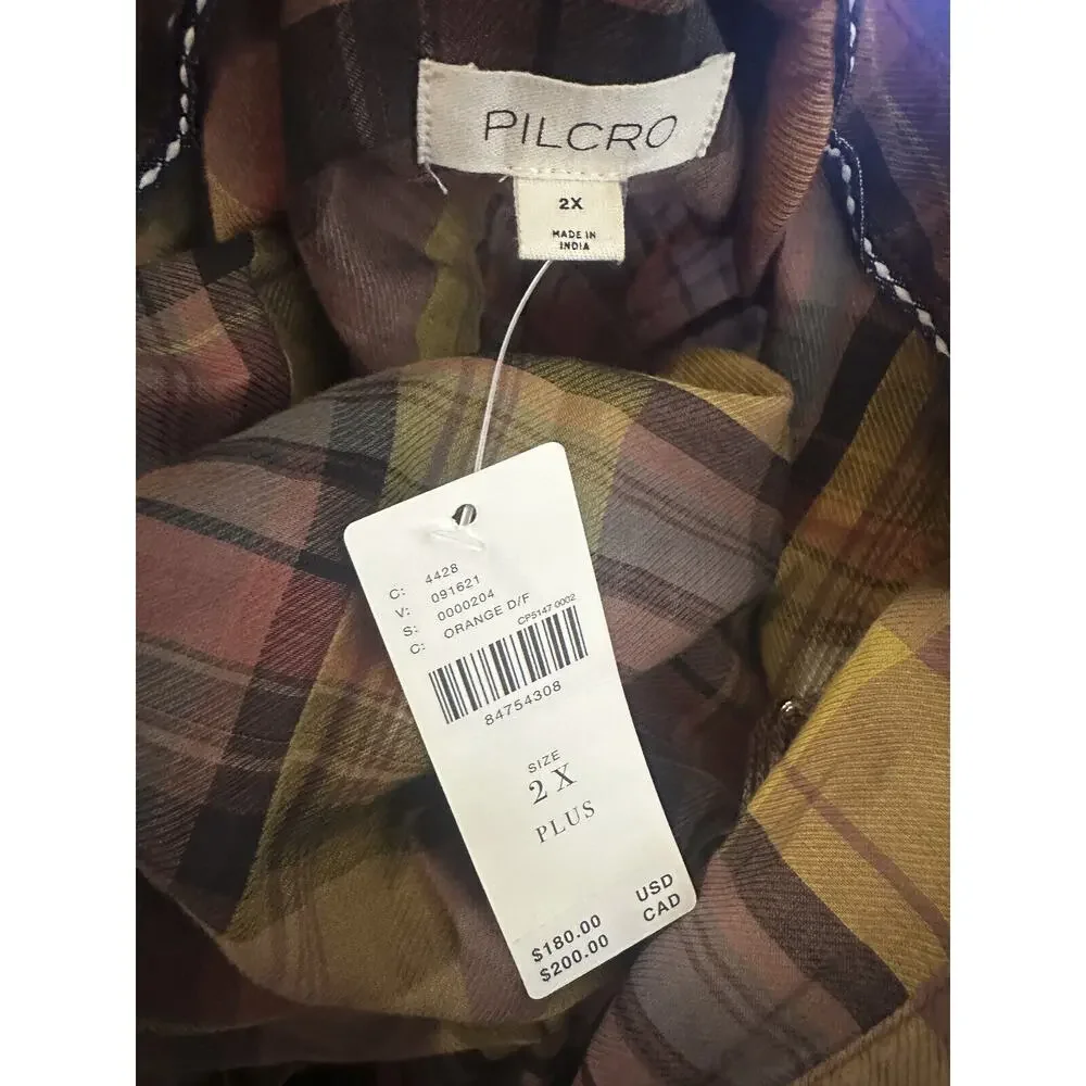 NWT Anthropologie Pilcro Long Sleeve Tiered High Low Dress Oversize Plus Size 2X - Picture 12 of 16